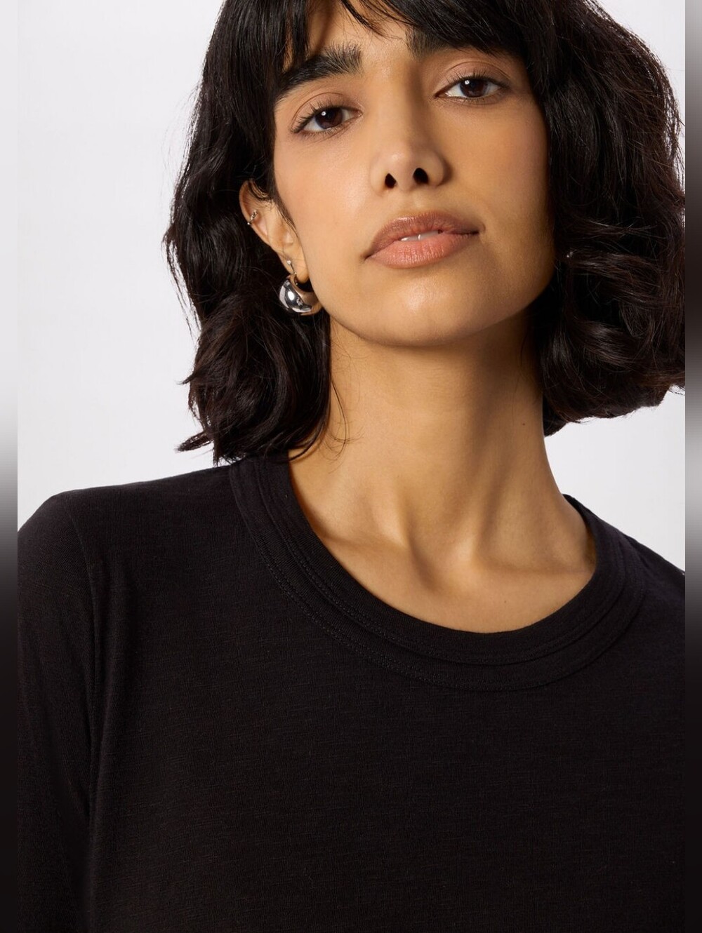 Whistles London Rosa Double Trim T-Shirt in Black – Size XS